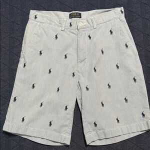 Polo by Ralph Lauren Men's Light Blue and White StripedShorts